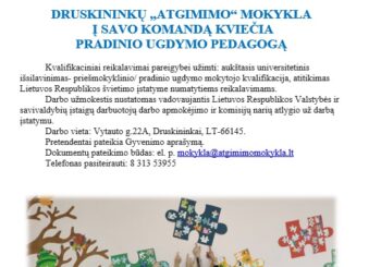 Druskininkų “Atgimimo” mokykla į savo komandą kviečia pradinio ugdymo pedagogą