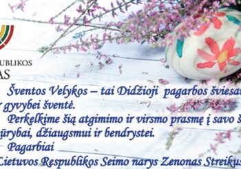 LR Seimo nario Z. Streikaus sveikinimas Šv. Velykų proga